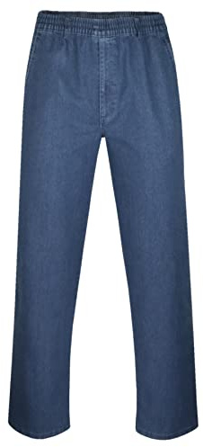 T-MODE Herren Jeans Stretch Schlupfhose Schlupfjeans ohne Cargo-Taschen-Blue-5XL
