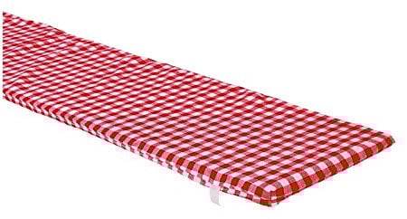 Hans-Textil-Shop Bierbankauflage Karo 1x1 cm | Wiederverwendbar, Abnehmbarer Bezug, Made in Europe, Versand aus Deutschland (Rot, 200x25x2 cm)
