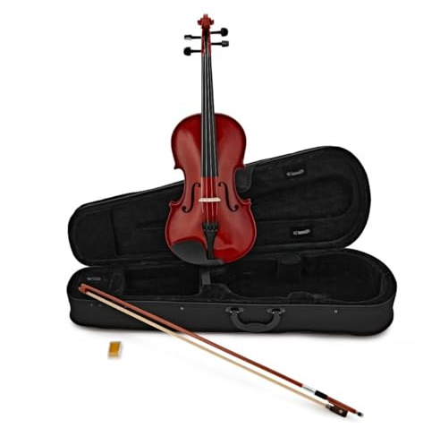 Student-Viola von Gear4music, 16 | Massive Fichtendecke und Ahornboden, integrierte Feinstimmer für schnelles Stimmen, Kinnstütze im Guarneri-Stil