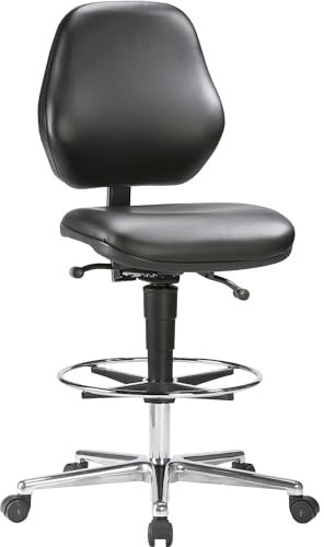 bimos | Hochstuhl | fahrbar | mit Gasfeder-Höhenverstellung von 660-920 mm | Kunstleder | schwarz