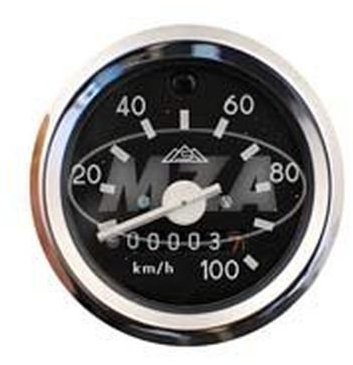 Tachometer mit Beleuchtung und Blinkkontrollleuchte grün - mit Chromring - ø60mm - 100 km/h - S51, S53, S70