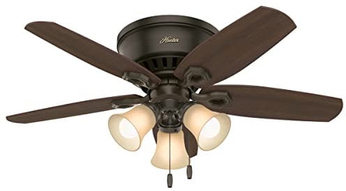 Hunter Fan Company, 51091, 42 inch Builder New Bronze Low Profile Ceiling Fan with LED Light Kit and Pull Chain