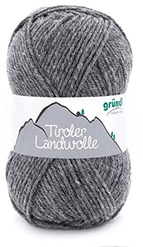 Gründl Tiroler Landwolle,Trachtenwolle,100 gr. 60% Wolle 40% Polyacryl, (11 dunkelgrau)