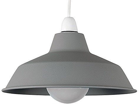 MiniSun | Retro Style Cement/Stone Effect Metal Reflector Ceiling Light Shade | Pendant Lights, Home Décor & Improvement Essential | 280mm Shade Width