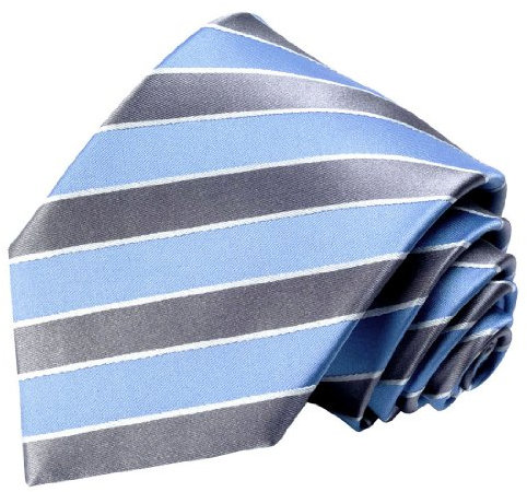 Lorenzo Cana - Blau Silber Streifen Krawatte aus 100% Seide - Markenqualität in italienischer Tradition - 84339