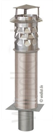 Doppelwandige isolierte Schornsteinverlängerung mit rundem Einschub Ø128mm & Windkat Ø 130