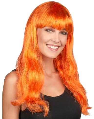 Hexen-Langhaarperücke mit Pony für Damen orange - Orange