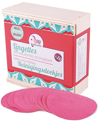 LAMAZUNA - Coffret 20 lingettes démaquillantes lavables roses avec filet de lavage - Tissu ultra absorbant - Idéal pour peau sensible - Réutilisables 300 fois - Diamètre 8cm