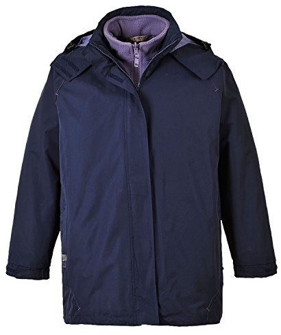 Portwest S571 Elgin 3-in-1 Women's Jacket Long Sleeve 5 Pockets Two-Way Zip | Navy, 2X Large, EN 343 Class 3:1, Regular Fit, Interactive Fleece, Pack Away Hood, Easy Closure, Taped Seams, Corporate