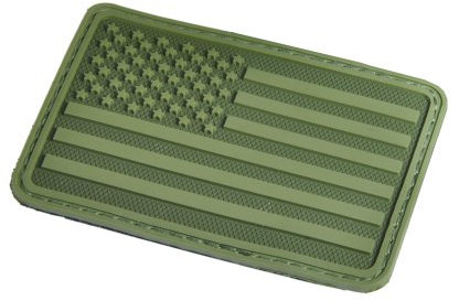 Hazard 4 (PAT-USA-L-GRN) US Flag Rubber 3D Velcro Morale Patch, Left Arm, OD Green