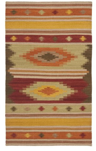 SAFAVIEH Kilim Collection Accent Rug - 3' x 5', Brown & Multi, Handmade Southwestern Tribal Wool, Ideal for High Traffic Areas in Entryway, Living Room, Bedroom (NVK176A)