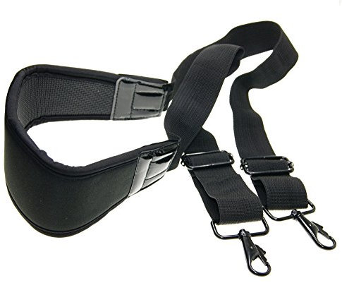 Ex-Pro® Neoprene Comfort Non-Slip Shoulder Strap for Digital SLR, Camcorder, Binocular Kit bags with fixed Carabiner clip ends 1.35m - Black