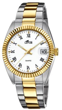 Lotus Herrenuhr Analog aus Edelstahl 316l Mehrfarbig | Quarzwerk, Kalender, Widerstandsfähiges Mineralglas, Wasserdicht 10 ATM Elegant 15197/1 Excellent