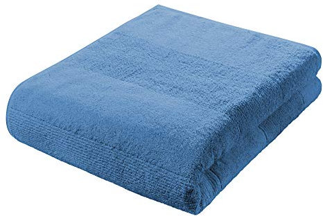 fleuresse Frottier 2828 großes Badetuch, mit Streifenbordüre und Kordelaufhänger, Ökotex Standard 100, Gewicht 550 gr. pro m², 90 x 200 cm, meeresblau