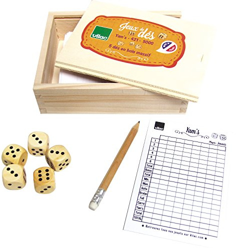 Gioco dello Yahtzee 6 Dadi e Blocco Punteggio Bambini 6+ in Legno | Bicchiere e blocco punteggio inclusi | gioco d'azzardo conviviale | sviluppa calcolo e strategia | idea regalo astuta oggi