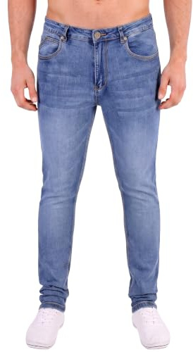Island Trading Skinny Jeans for Men - Stretchable Denim - Comfortable Men's Stretch Jeans in Black, Grey, Blue Stonewash, Dark Blue - Sizes 28-42 Inch Waist