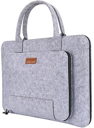 Ropch 17.3 Inch Felt Laptop Bag, Portable Laptop Sleeve with Handle Notebook Bag Computer Case Briefcase Business Bag Carrying Bag Case Pouch Compatible with 17 Asus/Dell/Lenovo, Grey and Black