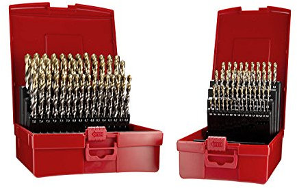 Dormer A095209 HSS High Speed Steel Jobber Drill Bit Set with 118 Degree Tin Tipped Split Point, Set of 91