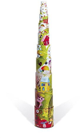 Janod J02918 Round Stacking Pyramid 10 cubes, Magic Tree