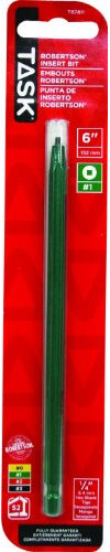 Task Tools T67811 6-Inch Robertson Screwdriver Power Insert Bit, Number-1 Green