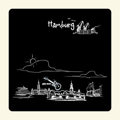 Untersetzer 2er Set Skyline Hamburg (schwarz) - als Geschenk für Hamburger & Fans der Hansestadt oder als Hamburg Souvenir