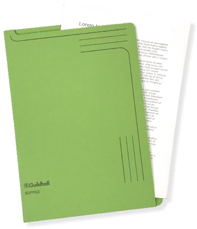 Exacompta - Ref 4603Z - Guildhall - Slip file, 315 x 230mm, 230gsm Filing Board, Top & Side Openings, Printed Space for Titles, Holds Approx. 50 Sheets of A4 Paper - Green, Pack of 50