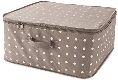 Compactor RAN4540B Rivoli Custodia Porta Coperte con Cerniera, Chiusura Lampo, Antipolvere, Polipropilene, Marrone/Bianco, 46 x 46 x H. 20.5 cm