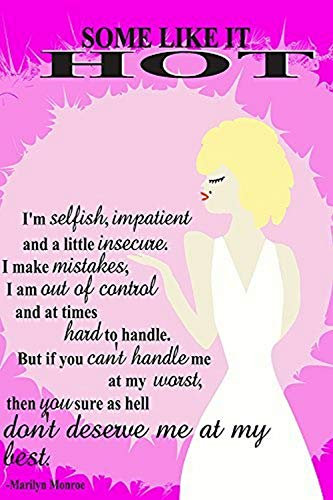 Buyartforless Marilyn Monroe by Kelissa Semple Some Like It HOT 36x24 Graphic Art Print Poster Pop Art Pink Splash with Quote