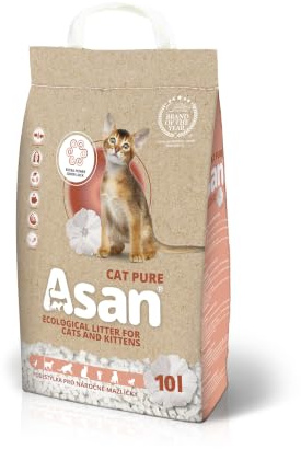 Asan - 3527 - 100% natürliche Katzenstreu mit erhöhter Absorption, 10L Asan Pure