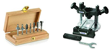 Dremel 660 Frese Multiuso, Set di 7 Accessori per Ustensile Multifunzione Rotativo per Fresare & 335 Complemento per Fresare a Tuffo, Fresatrice Verticale