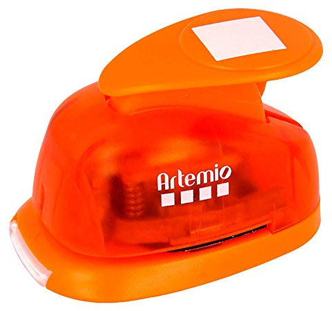 Artemio Großer Hebelstanzer, 2,5 cm, quadratisch Nr. 1, Kunststoff, Orange, 12x8,5x5cm (Packaging)