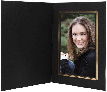 5x7 Black/Gold Cardboard Photo Folder - 100 Pack