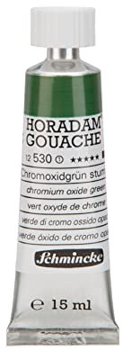 Schmincke - Horadam Gouache, Chromoxidgrün stumpf, 15 ml-Tube, 12 530 006, feinste Gouache, natürliche Deckkraft, höchst pigmentiert, farbintensiv und matt