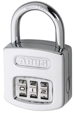 ABUS Zahlenschloss 160/40 - Vorhängeschloss in hochglanz-verchromter Optik - mit individuell einstellbarem Zahlencode - 35013 - ABUS-Sicherheitslevel 5 - Silber