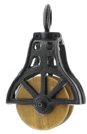 Market Riemenscheibe aus Gusseisen und Holz, antikes Schwarz