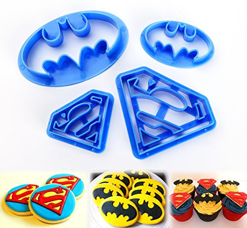 ilauke 4tlg. Keks Fondant Ausstecher Batman Super Hero Ausstechformen Superman Sugarcraft Cake Cookies Toast Cutter Dekoration Modellierwerkzeug Deko