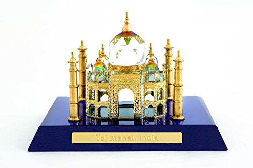 Réplica en Miniatura del Modelo Mahal de la Marca Agra India para decoración del hogar, Recuerdo y Expositor de Cristal Chapado en Oro de 24 Quilates