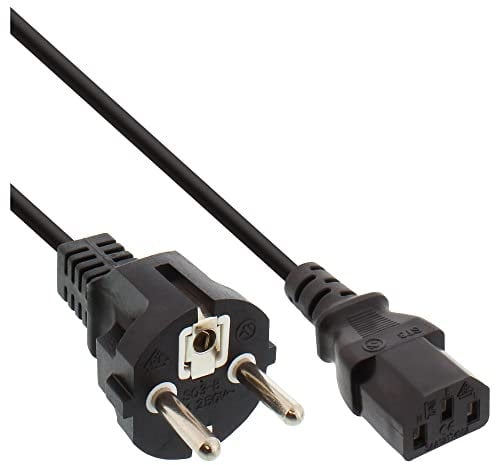 InLine 20587 Cavo Alimentazione, Spina Schuko CEE-7/7 a Presa IEC-320-C13, 1.5 m, Nero