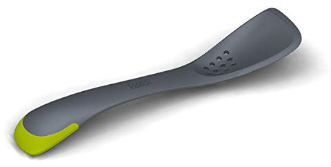 Joseph Joseph - Uni-tool 5-in-1 Silicone Kitchen Utensil, Slotted Spoon, Turner, Cutting Tool, Solid Spoon and Spatula in one- Grey, 24