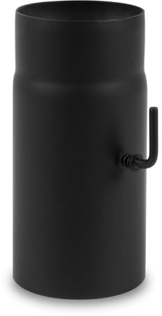 EWO Ofenrohr 130mm Durchmesser - Rauchrohr 25cm lang mit Drosselklappe (schwarz) - Feuerrohr 2 mm Stahlblech - Kaminrohr mit Senotherm-Beschichtung - rußbeständig, frost- & tauwechselbeständig