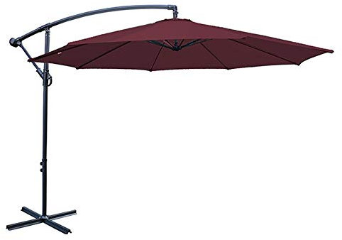 Green Bay 3m Garden Banana Parasol Patio Sun Shade Shelter Crank Hanging Rattan Cantilever Wine