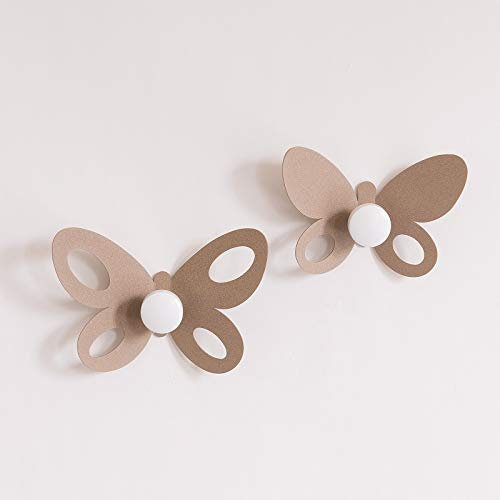 ARTI E MESTIERI SET DI 2 PZ GANCIO APPENDIABITI BUTTERFLY COLORE BEIGE