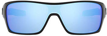 Oakley Sunglasses for Men - OO9307 Turbine Rotor Rectangular Sunglasses PRIZM Lenses - Polished Black/PRIZM Deep Water Polarized - Size 32