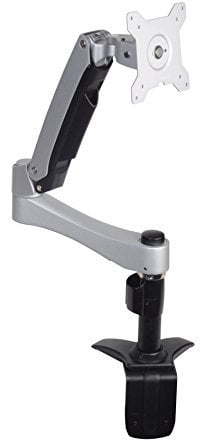 SilverStone SST-ARM11BC - Verstellbarer LCD/LED Aluminium-Monitorarm, Monitor 360° drehbar, Schwenkarm 180° verschiebbar sowie 90° hoch/runter und 90° nach links/rechts kippbar - Maximale Montagelochabstände VESA MIS-D 75x75/100x100, silber