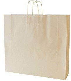Papiertragetaschen mit Kordel extra groß 54 + 14 x 50 cm (25 Stück, Creme)