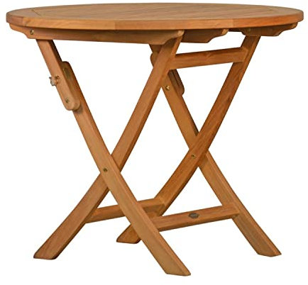 Teak Klapptisch rund 90 cm Premium wetterfest für Balkon Terrasse Balkon