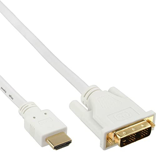 InLine 17665U Câble HDMI DVI mâle vers DVI 18+1 mâle Blanc/doré 5 m