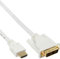 InLine 17665U Câble HDMI DVI mâle vers DVI 18+1 mâle Blanc/doré 5 m