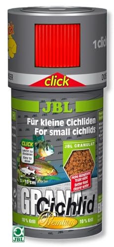 JBL GranaCichlid 40655 Premium Alleinfutter für räuberische Buntbarsche, Granulat Klickdosierer 100 ml