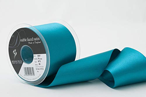 Berisfords Double Faced Satin Ribbon, Malibu Blue, 70 mm Width, 20 metre Length